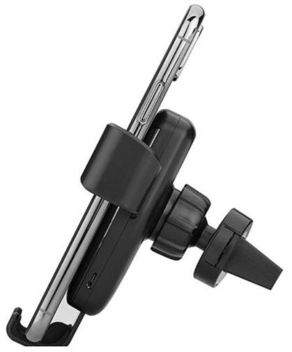 Cedrix Fast Wireless Car Mount Charger with 10W charging capability, designed for Qi-enabled devices, featuring a secure phone holder and 360-degree rotation.