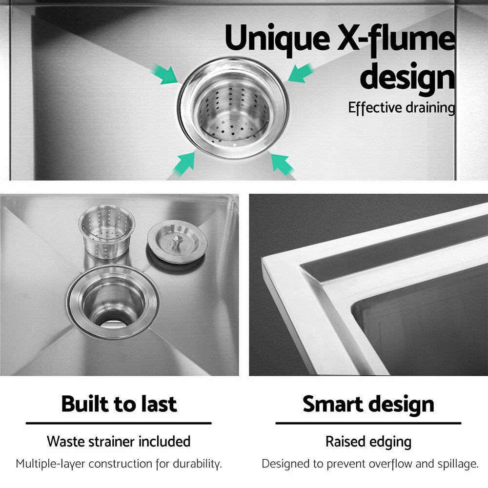 Cefito 100x60cm Commercial Stainless Steel Sink Kitchen Bench with double sinks and adjustable lower shelf.