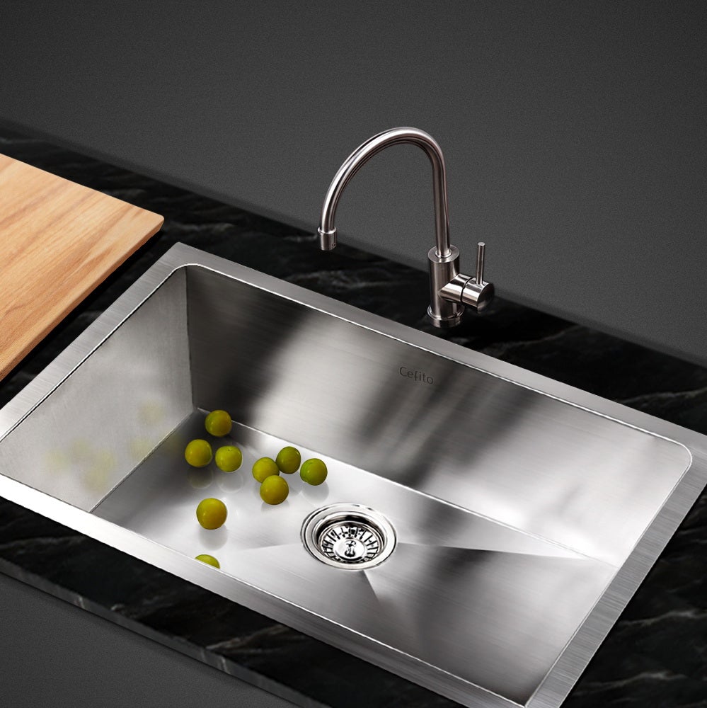 Cefito 30cm x 45cm Stainless Steel Kitchen Sink showcasing its sleek design and satin finish.