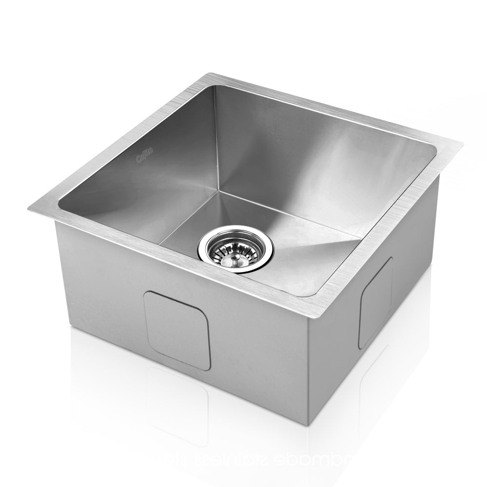 Cefito 44cm x 44cm Stainless Steel Kitchen Sink showcasing its sleek design and satin finish.