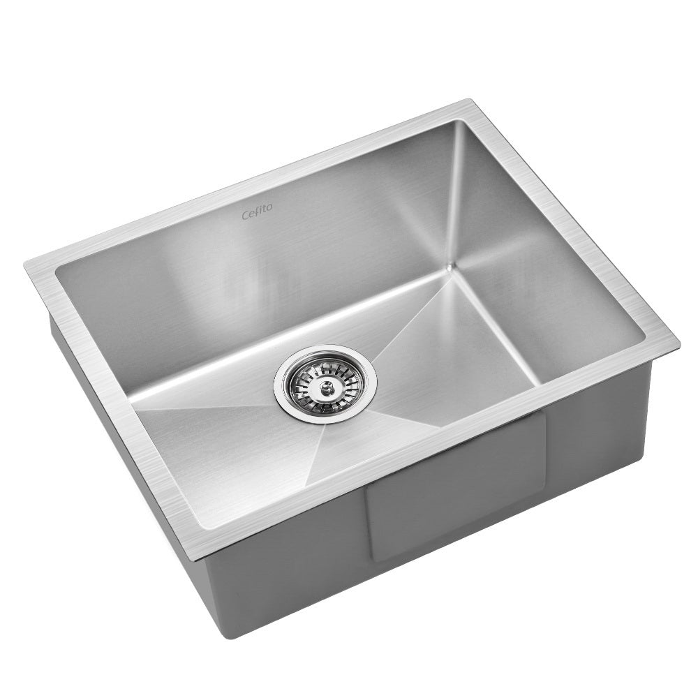 Cefito 54cm x 44cm Stainless Steel Kitchen Sink with a sleek design and rounded corners, showcasing its durable nano-coated surface.
