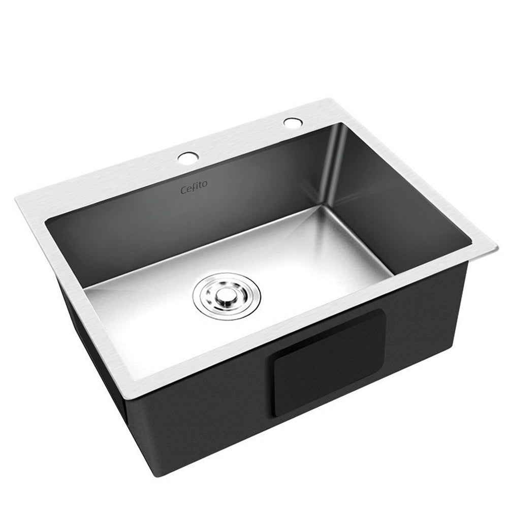 Cefito 60cm x 45cm Stainless Steel Kitchen Sink with satin finish and rounded corners, showcasing its modern design and durable construction.