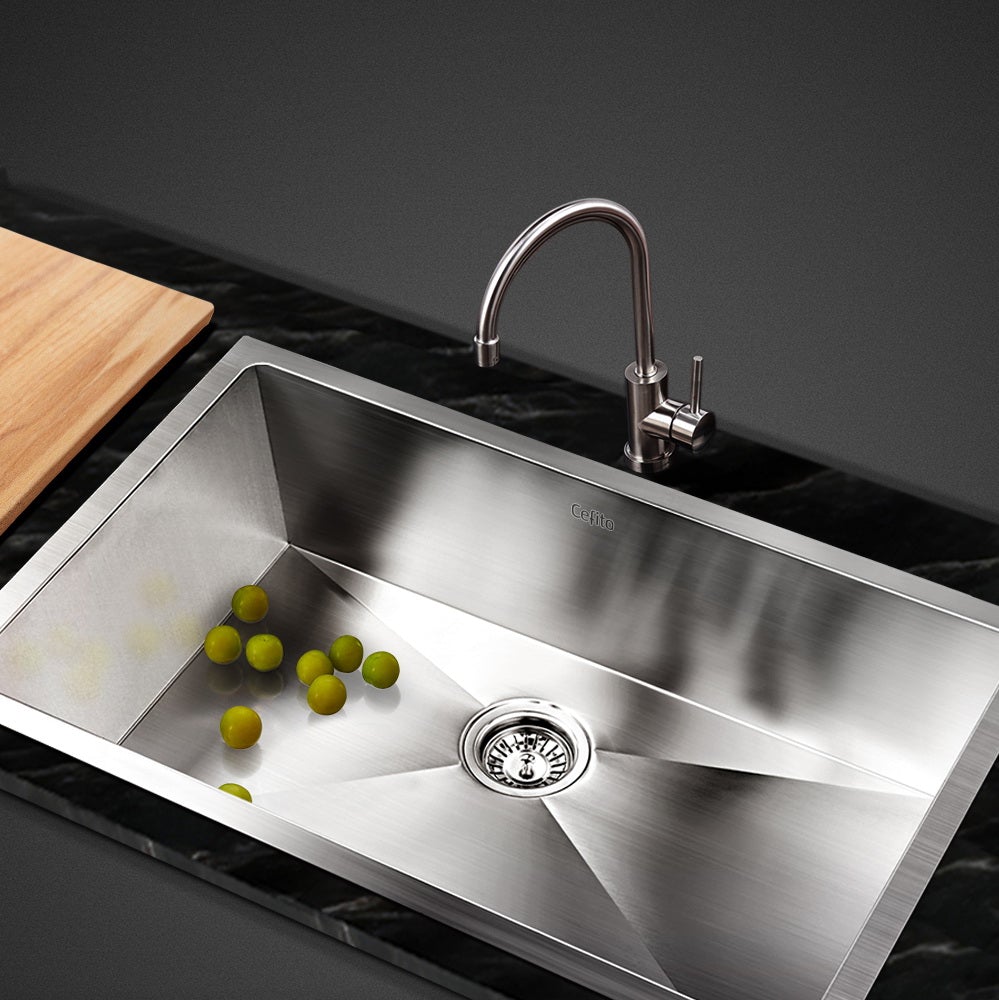 Cefito 70cm x 45cm Stainless Steel Kitchen Sink showcasing its sleek design and R10 rounded corners.