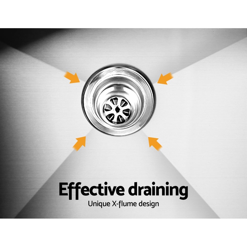 Cefito 80cm x 45cm Stainless Steel Kitchen Sink with satin finish and R10 rounded corners, showcasing its modern design and durability.