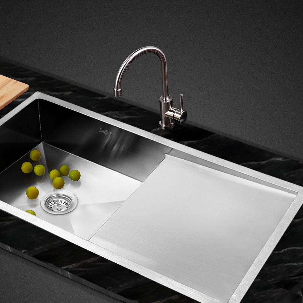 Cefito 96cm x 45cm Stainless Steel Kitchen Sink showcasing its sleek design and durable construction.