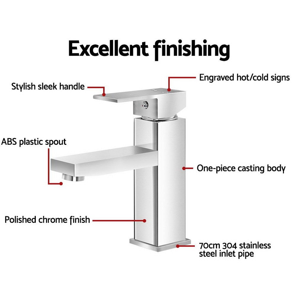 Cefito Basin Mixer Tap Faucet with chrome finish and ergonomic handles, designed for bathroom vanity installation.