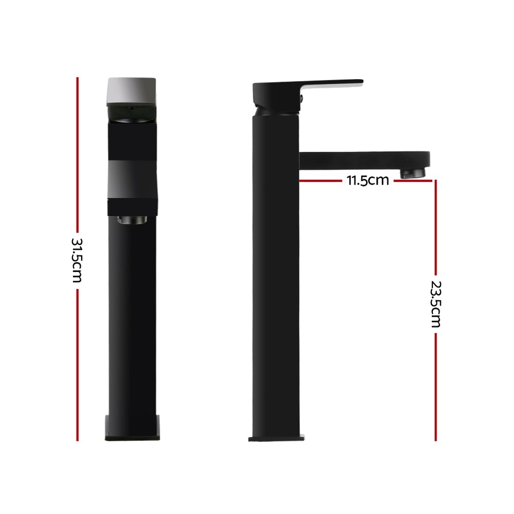 Cefito Basin Mixer Tap Faucet in sleek black finish, showcasing its modern design and high-quality materials.