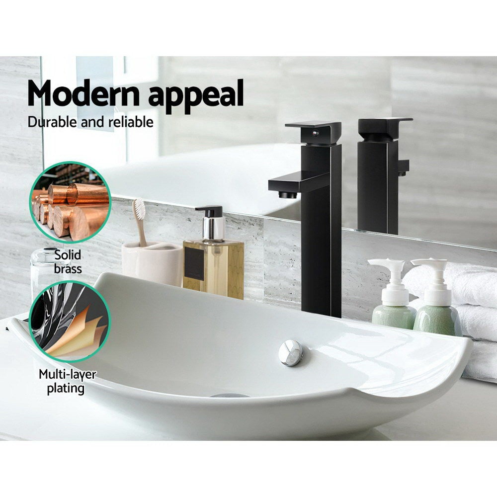 Cefito Basin Mixer Tap Faucet in sleek black finish, showcasing its modern design and high-quality materials.