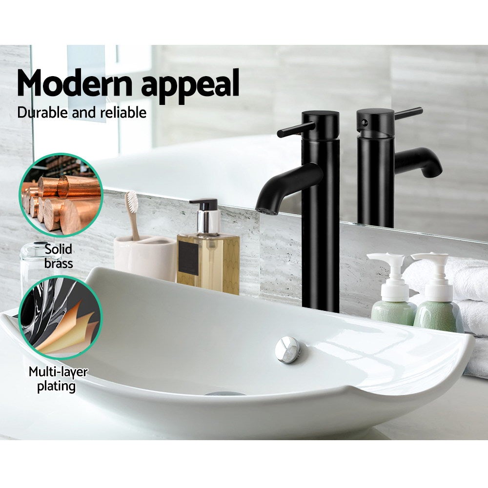 Cefito Basin Mixer Tap Faucet in sleek black finish, showcasing its modern design and high-quality materials.
