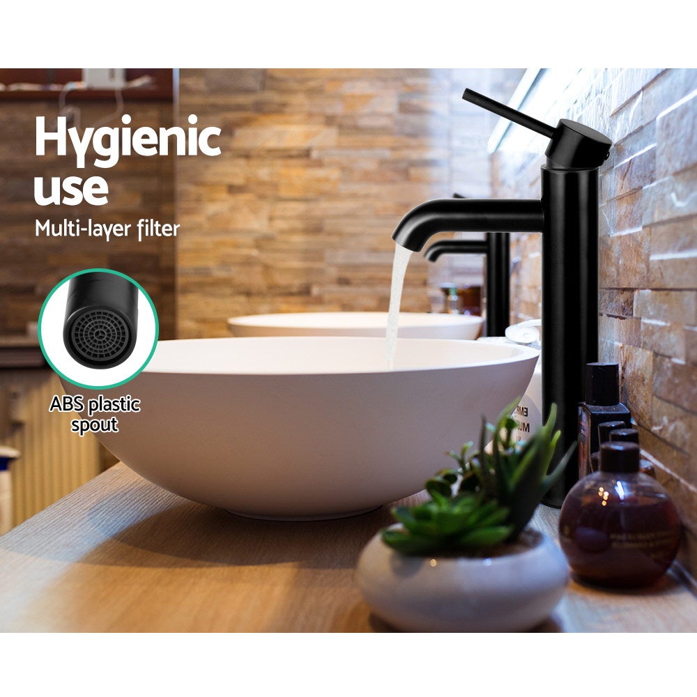 Cefito Basin Mixer Tap Faucet in sleek black finish, showcasing its modern design and high-quality materials.