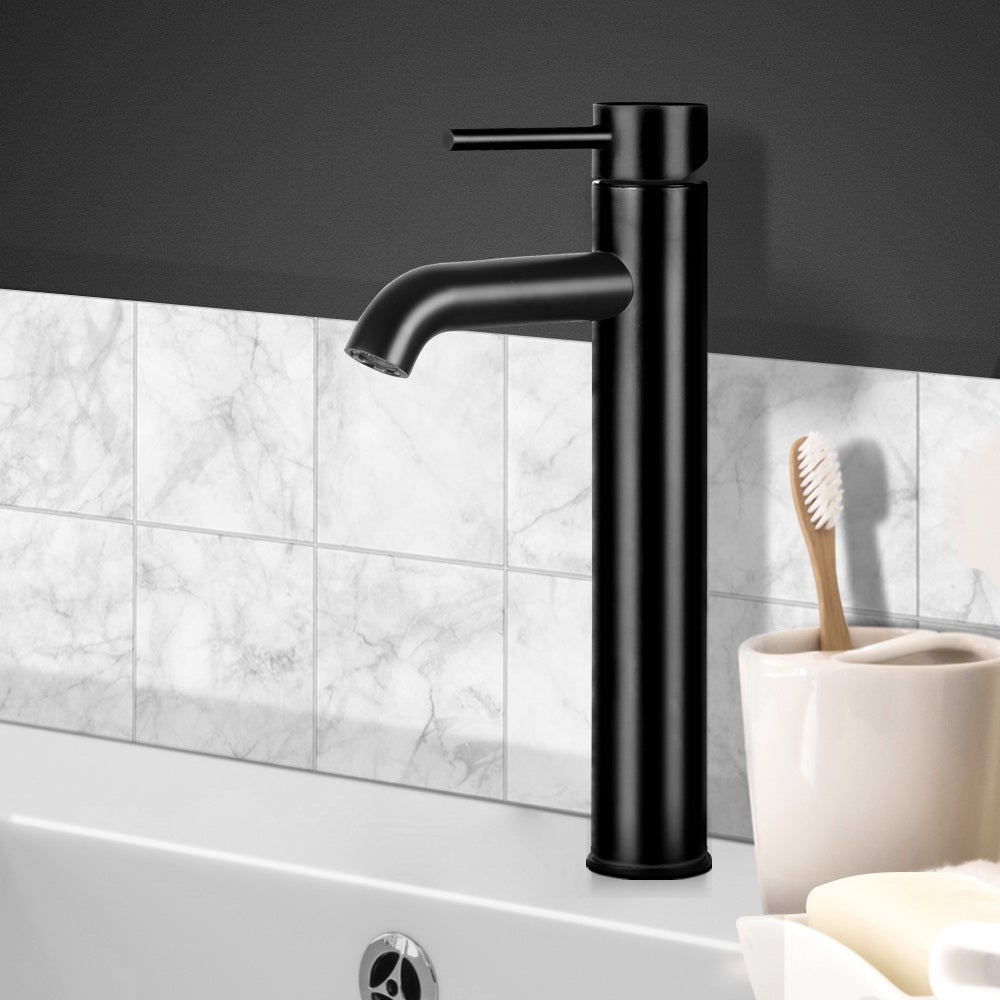 Cefito Basin Mixer Tap Faucet in sleek black finish, showcasing its modern design and high-quality materials.