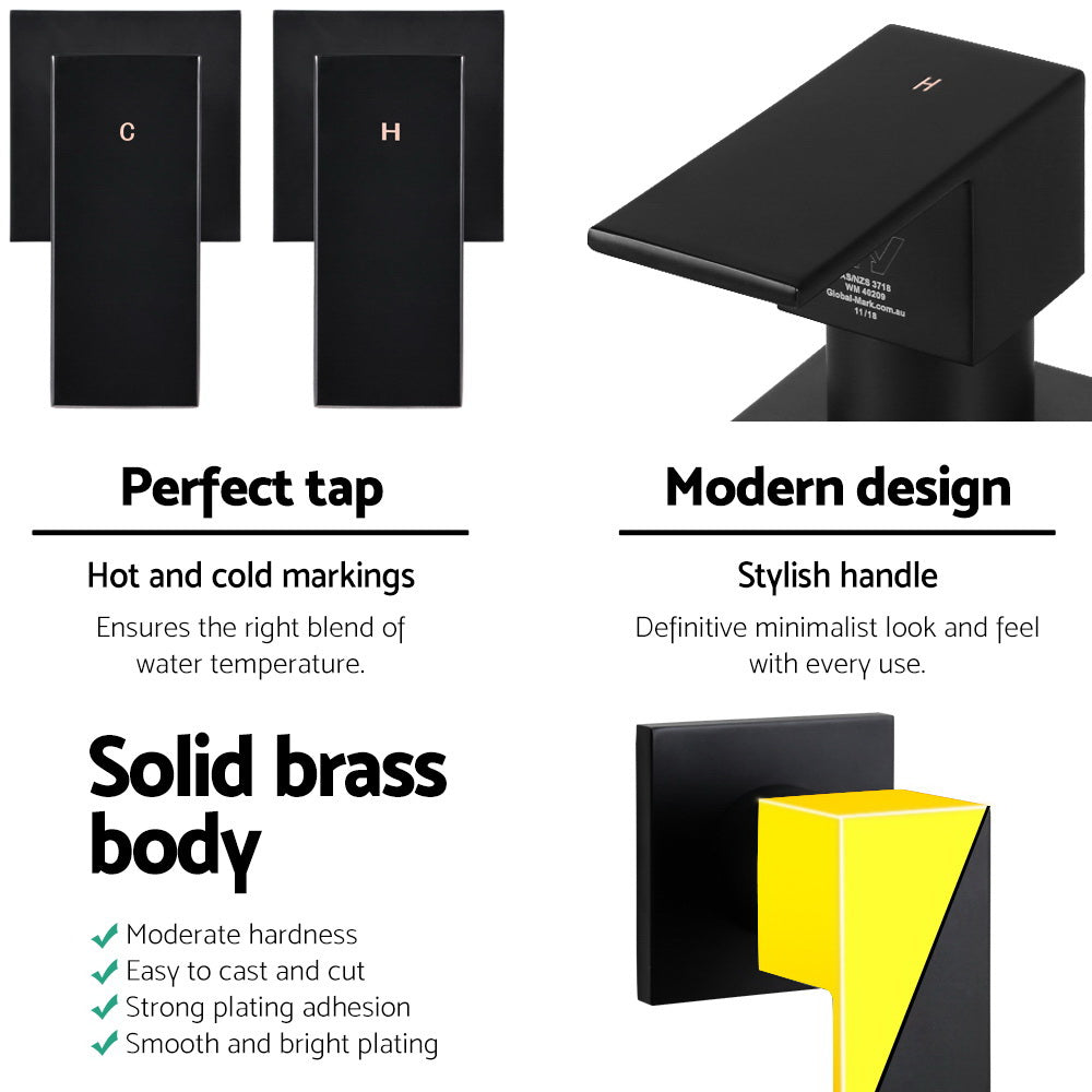 Cefito Bathroom Taps Faucet Rain Shower Head Set in premium matt black finish, showcasing hot and cold diverter and solid brass construction.