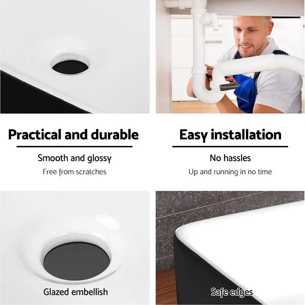 Cefito Ceramic Bathroom Basin Sink in oval shape with high gloss finish, showcasing its elegant design and durable features.