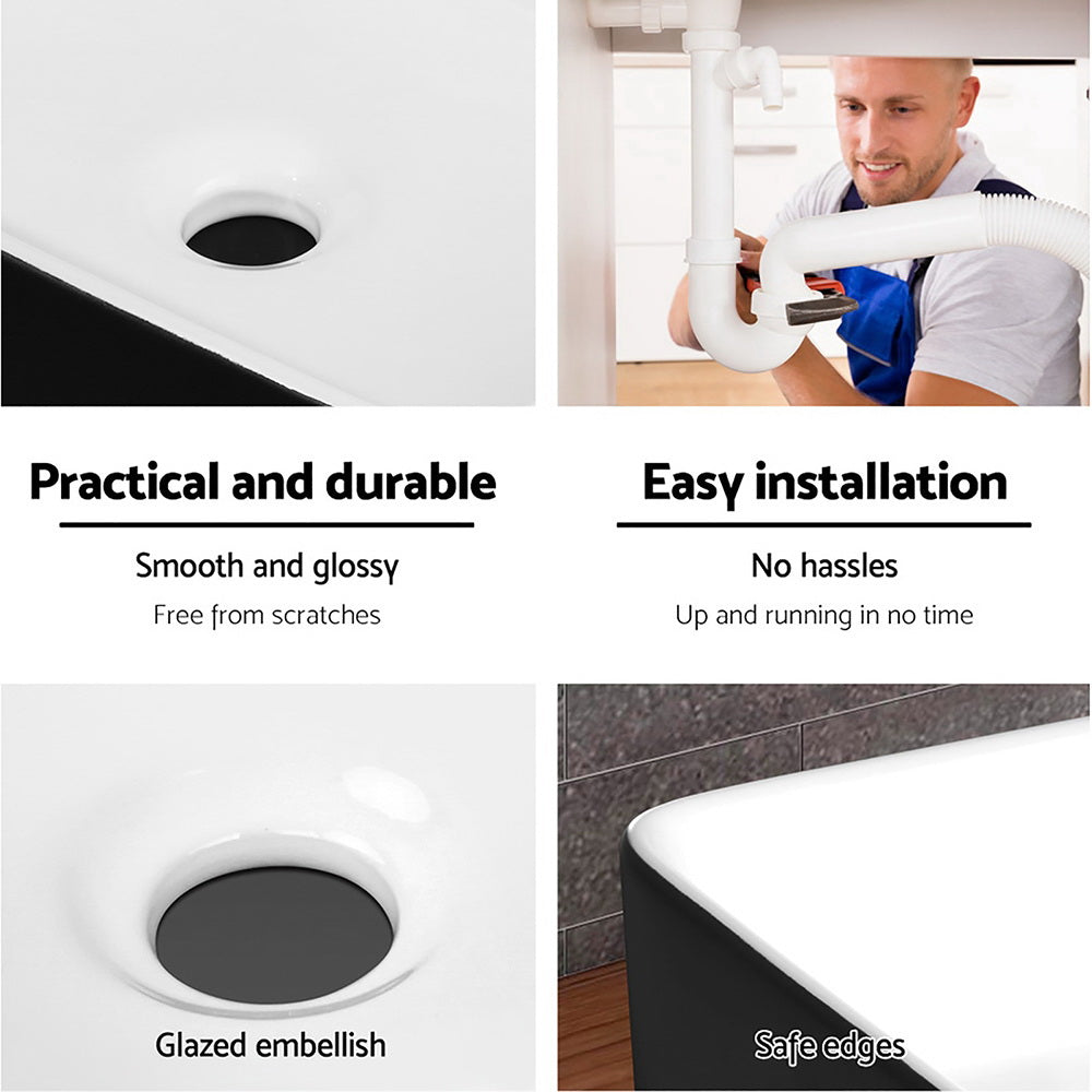 Cefito Ceramic Bathroom Basin Sink in oval shape with high gloss finish, showcasing its elegant design and durable features.