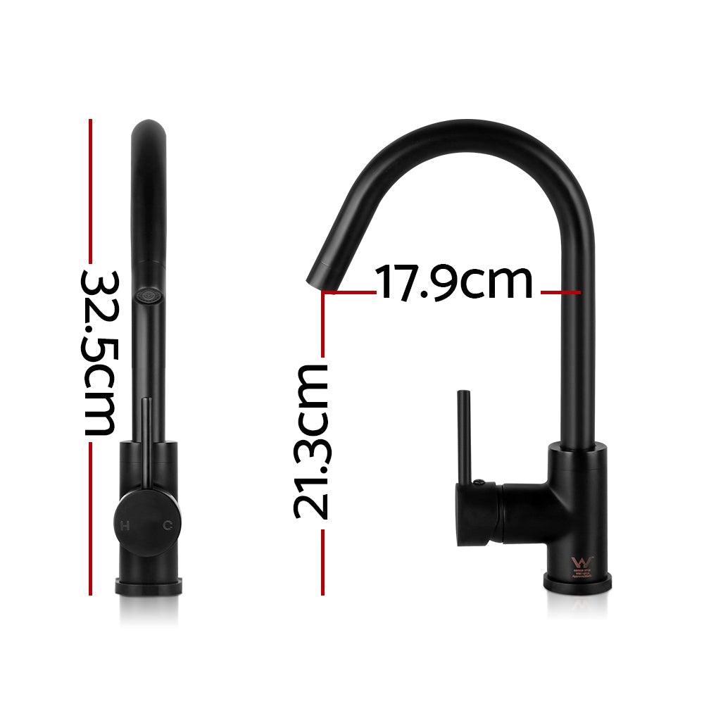 Cefito Mixer Faucet Tap in black with a sleek design, featuring a 360° swivel spout and modern handles for hot and cold water.