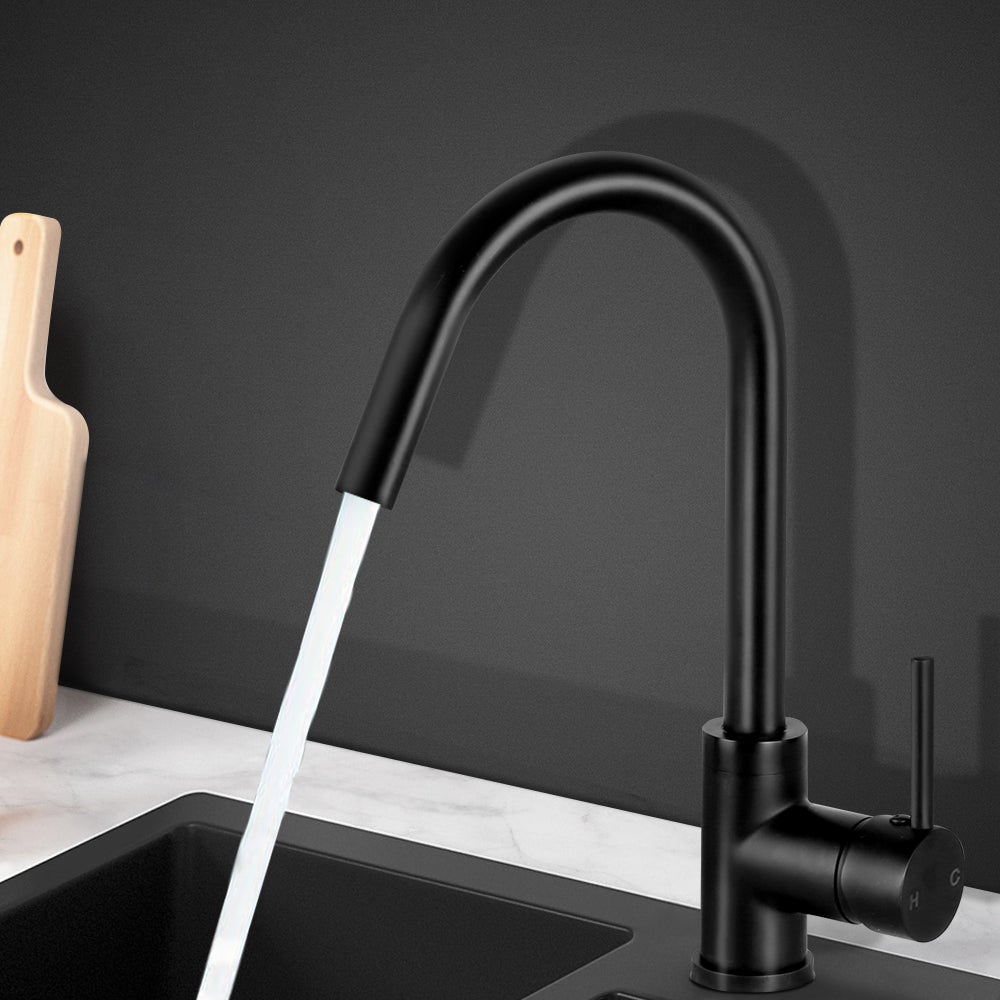 Cefito Mixer Faucet Tap in black with a sleek design, featuring a 360° swivel spout and modern handles for hot and cold water.
