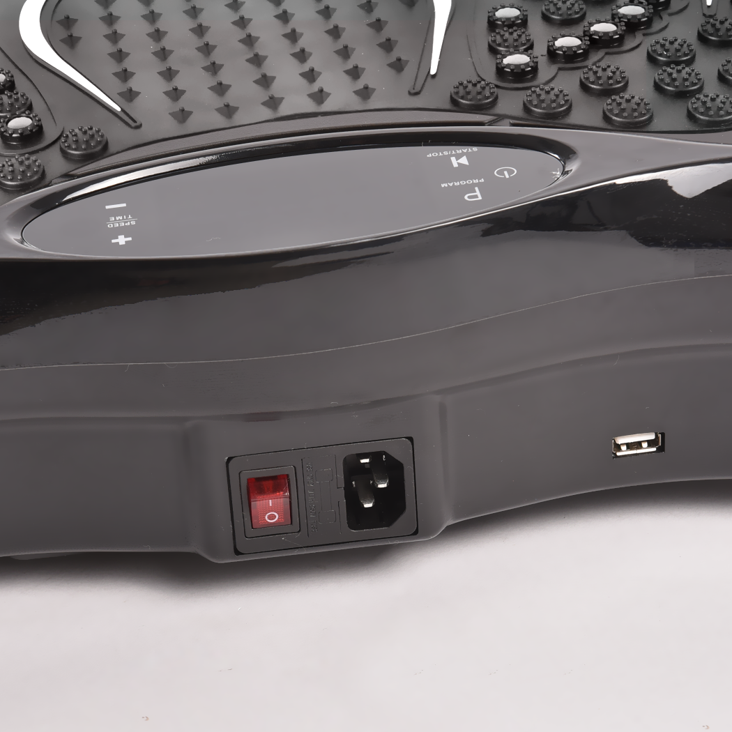 Centra Vibration Machine featuring a non-slip platform, resistance bands, and LED display, designed for effective workouts and weight loss.