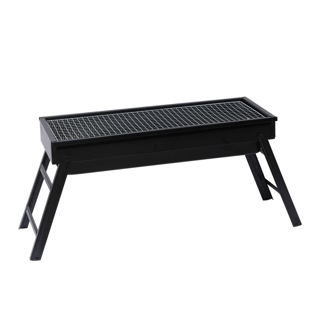 Portable Charcoal BBQ Grill with chrome steel top and air vents, perfect for outdoor cooking and camping.