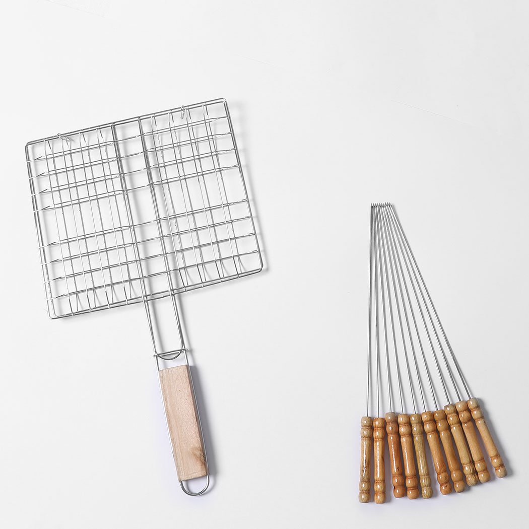 Portable Charcoal BBQ Grill with chrome steel top and air vents, perfect for outdoor cooking and camping.