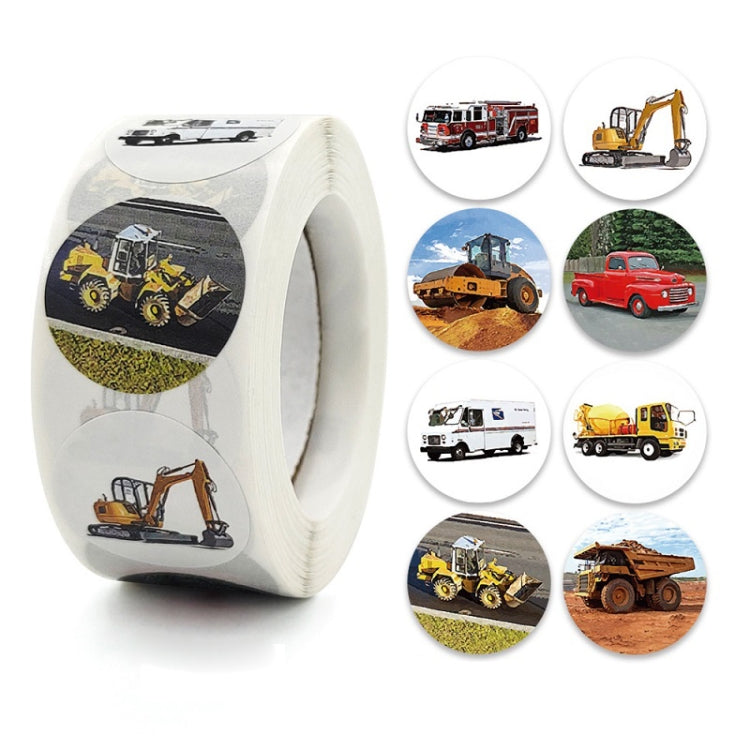 Colorful Children Cartoon Toy Car Stickers on a roll, featuring various playful designs suitable for kids' rewards and gift decorations.