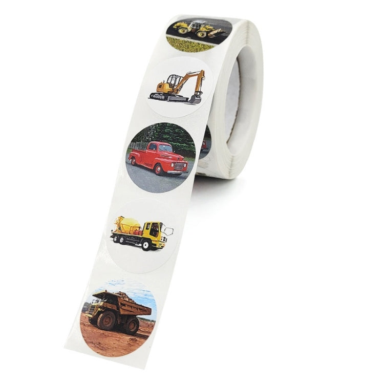 Colorful Children Cartoon Toy Car Stickers on a roll, featuring various playful designs suitable for kids' rewards and gift decorations.