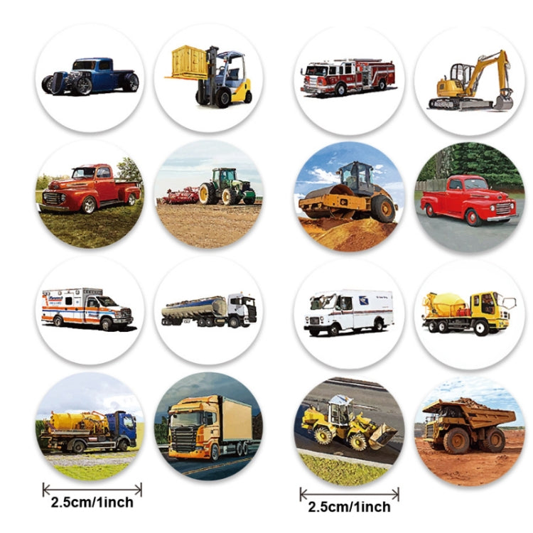 Colorful Children Cartoon Toy Car Stickers on a roll, featuring various playful designs suitable for kids' rewards and gift decorations.