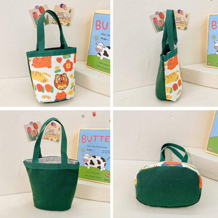 Children's cute cartoon canvas bag in vibrant colors, designed for kids to carry toys and snacks comfortably.