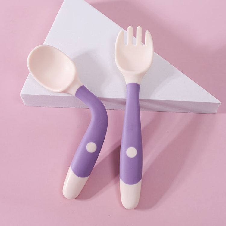 Children Eating Training Tableware featuring a bendable silicone soft spoon and fork, designed for safe and easy feeding for babies.