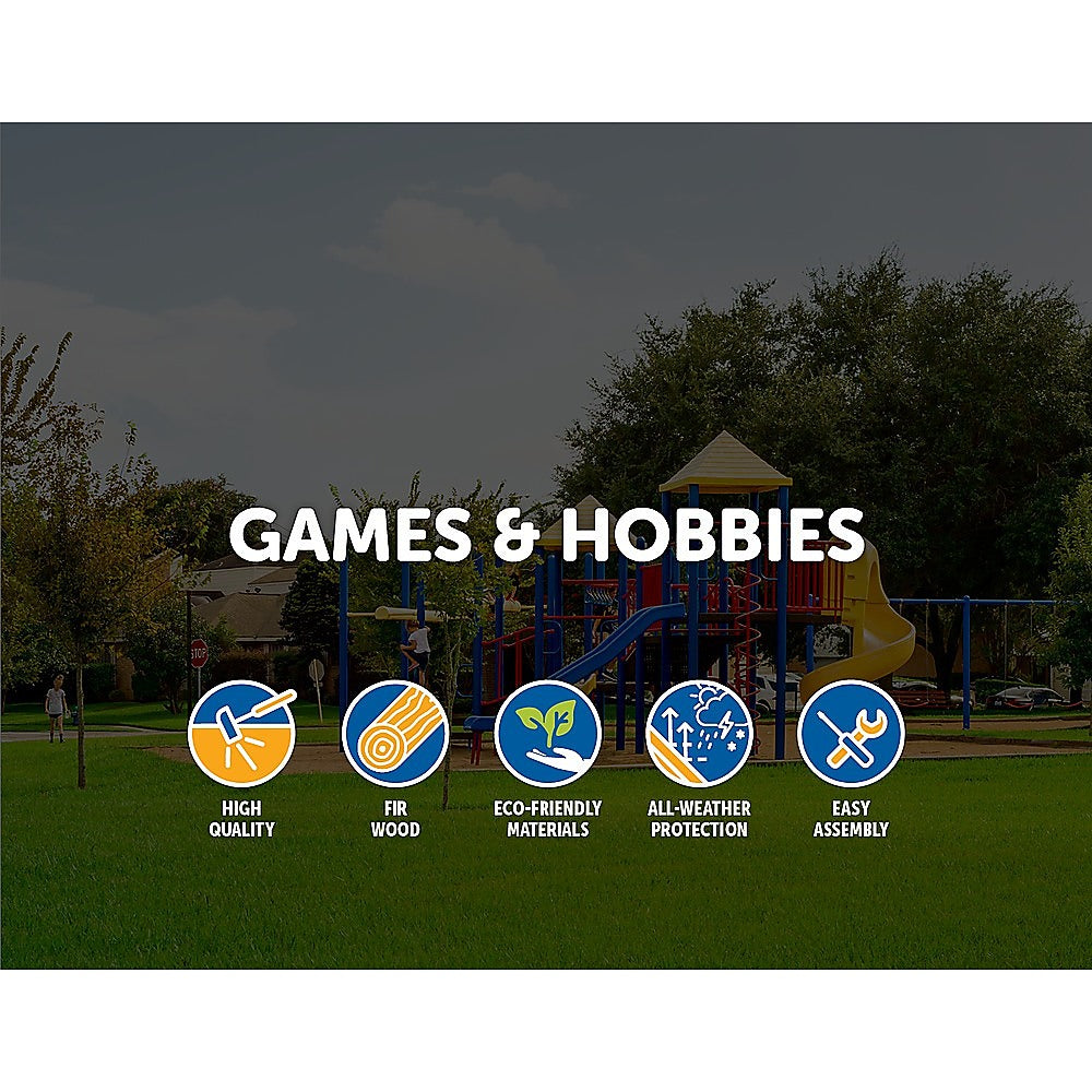 Children's Outdoor Play Mud Kitchen Sand Pit made of FIR wood with a farmhouse sink and storage shelves, perfect for imaginative outdoor play.