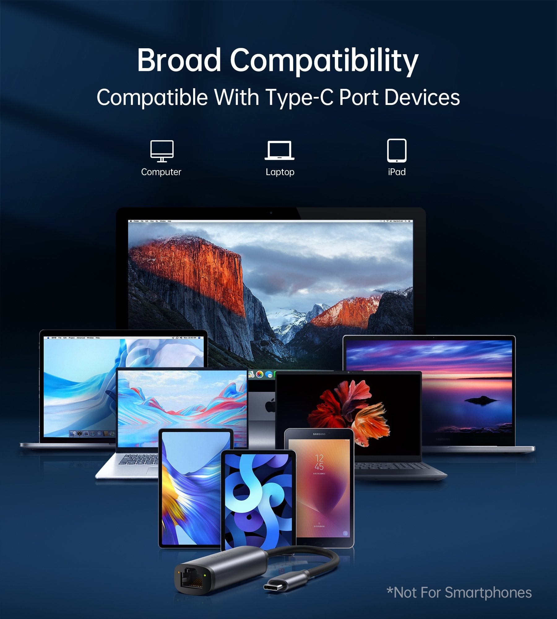 CHOETECH HUB-R02 USB-C to Gigabit Ethernet Adapter with a sleek aluminum design, showcasing its compact size and RJ45 port.