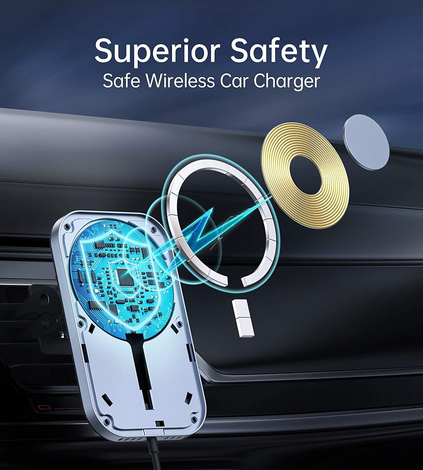 CHOETECH T200F-201 15W MagLeap Magnetic Wireless Car Charger Holder with a sleek design and adjustable mount.