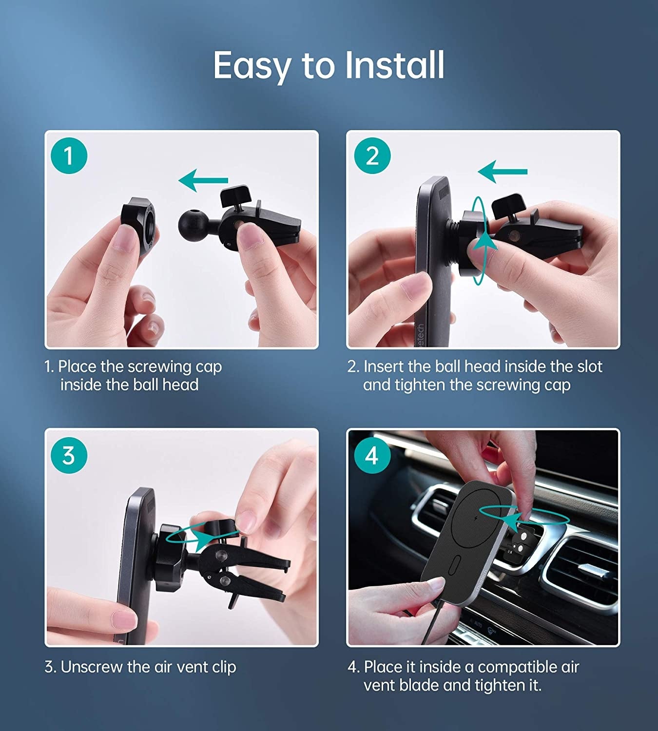 CHOETECH T200F-201 15W MagLeap Magnetic Wireless Car Charger Holder with a sleek design and adjustable mount.