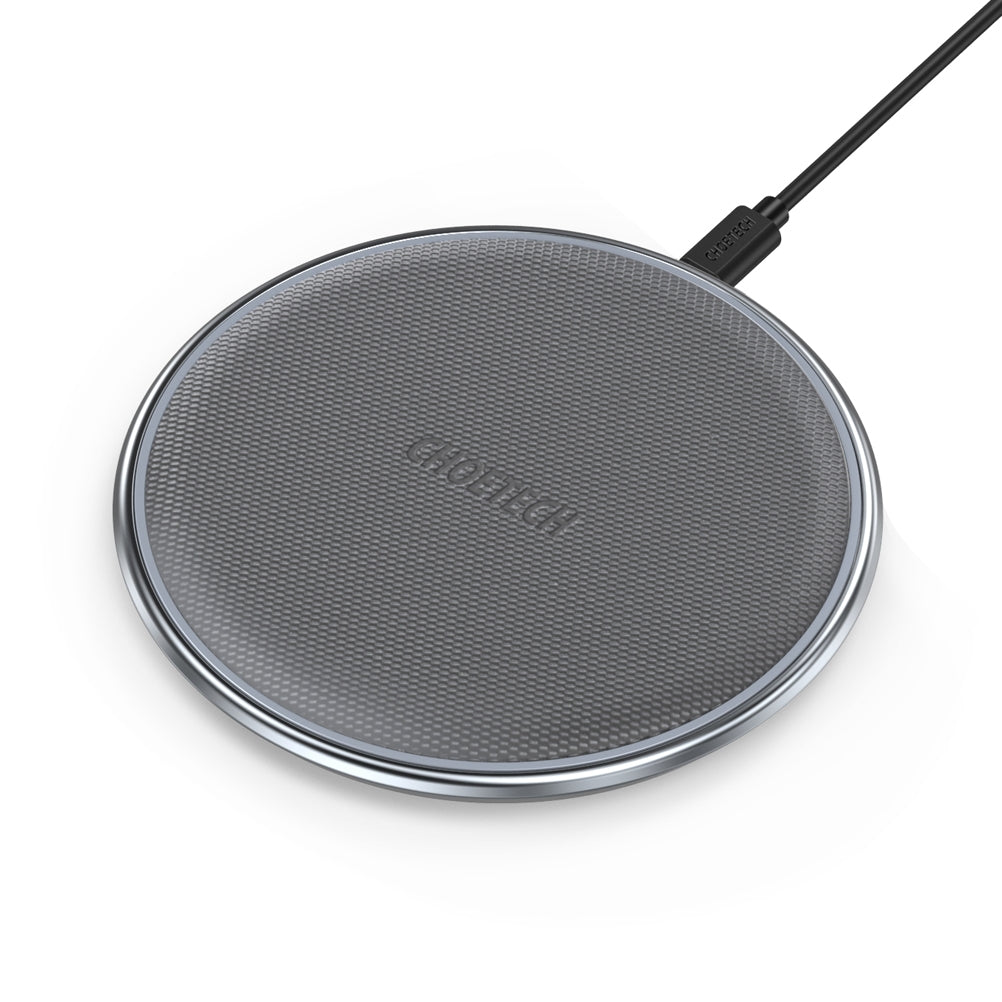 Choetech T539-S Fast Wireless Charger with sleek zinc-alloy and PU design, ideal for Qi-enabled devices.