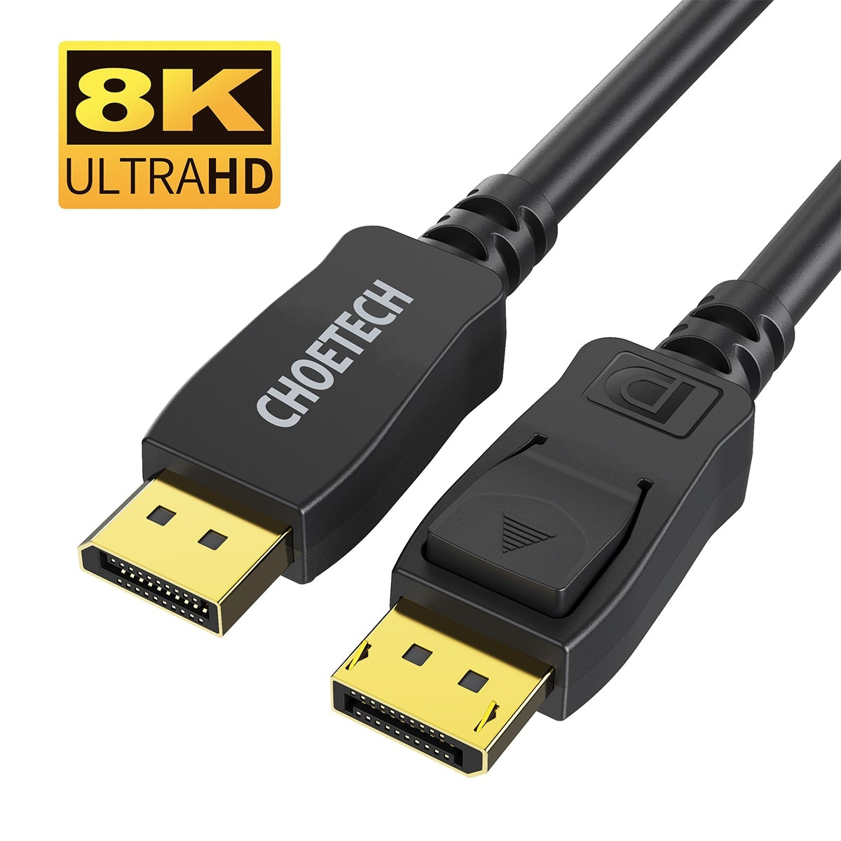 CHOETECH XDD01 DP to DP Cable 2M, featuring high-quality connectors and a durable design for 8K 60Hz performance.