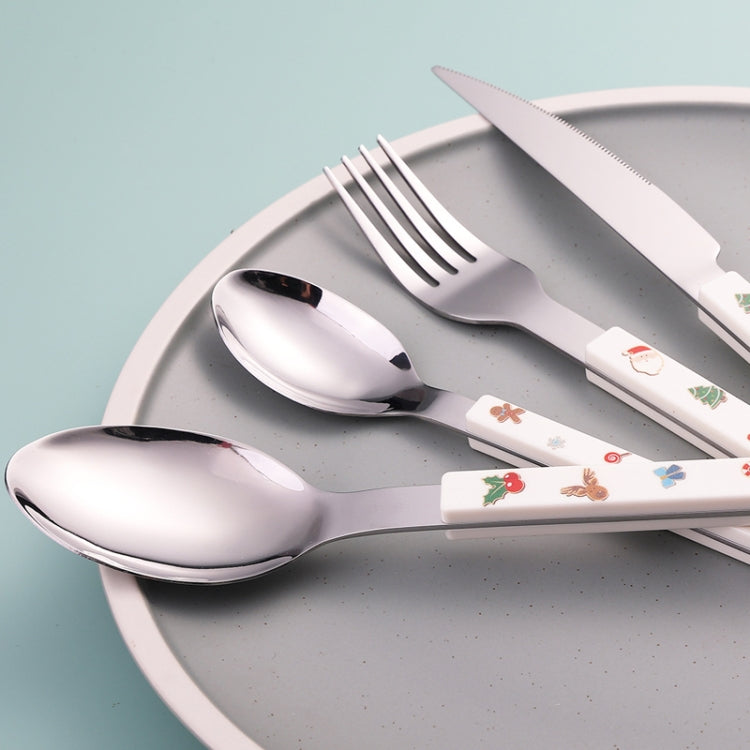 Christmas Cartoon Cutlery set featuring cute clip handles, made of stainless steel, ideal for festive dining.