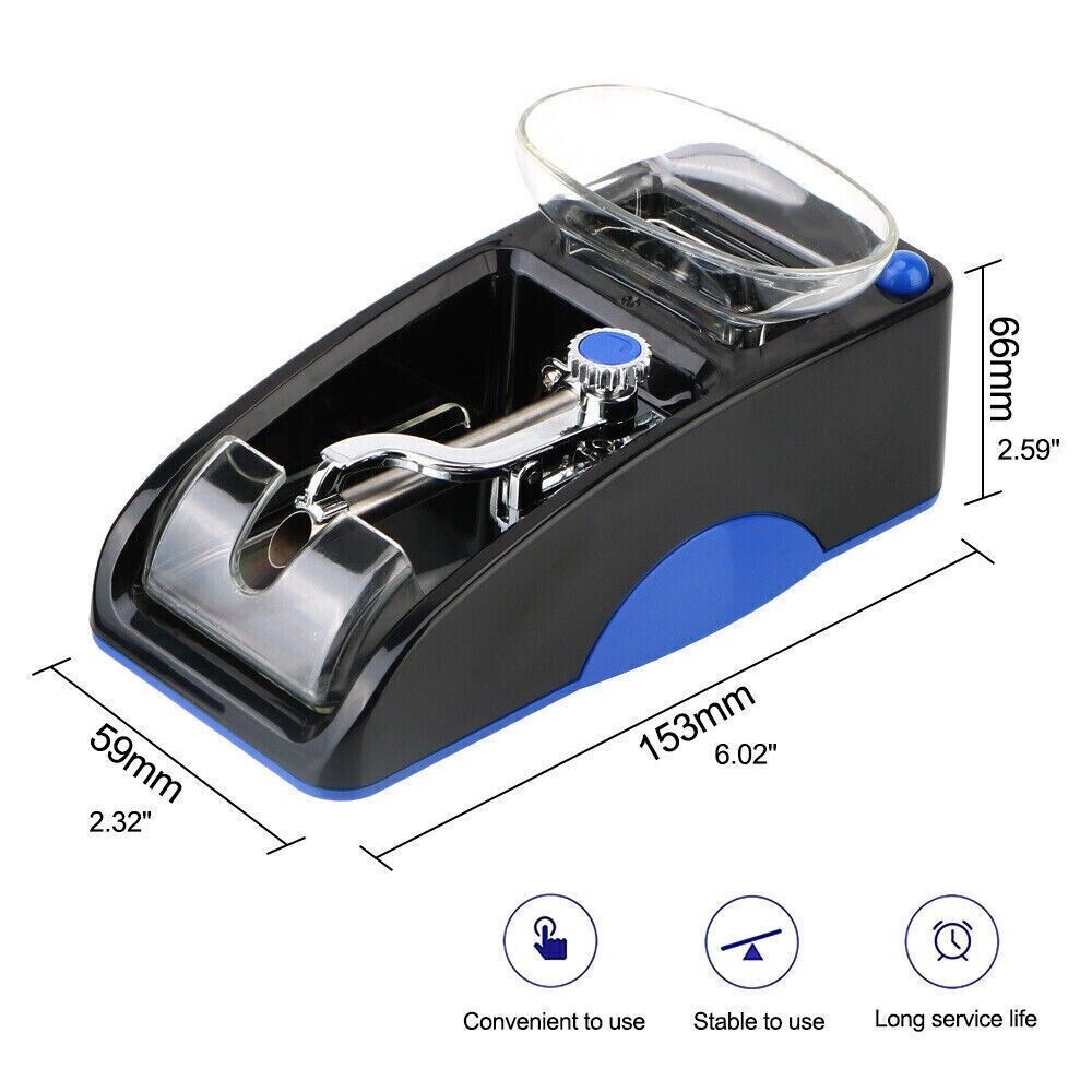 Automatic Electric Rolling Roller Tobacco Injector with stainless steel and PP material, designed for DIY cigarette making.