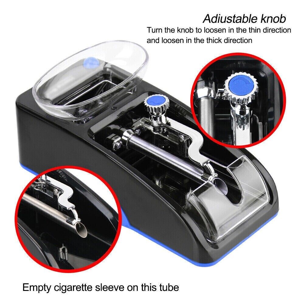 Automatic Electric Rolling Roller Tobacco Injector with stainless steel and PP material, designed for DIY cigarette making.