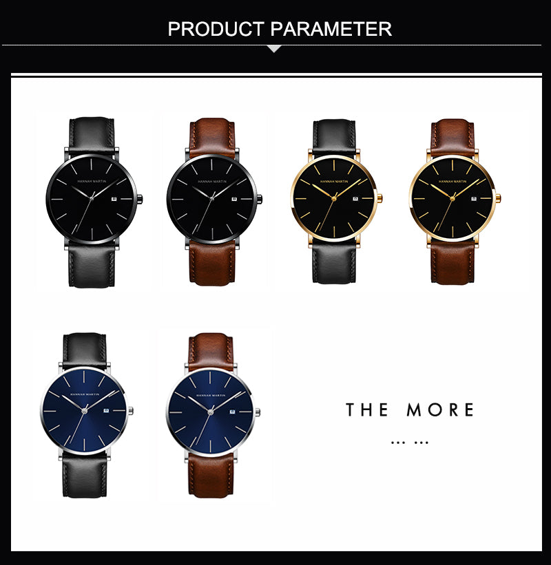 Classic Bauhaus design men's watch in dark blue with stainless steel band and quartz movement, showcasing a minimalist aesthetic.