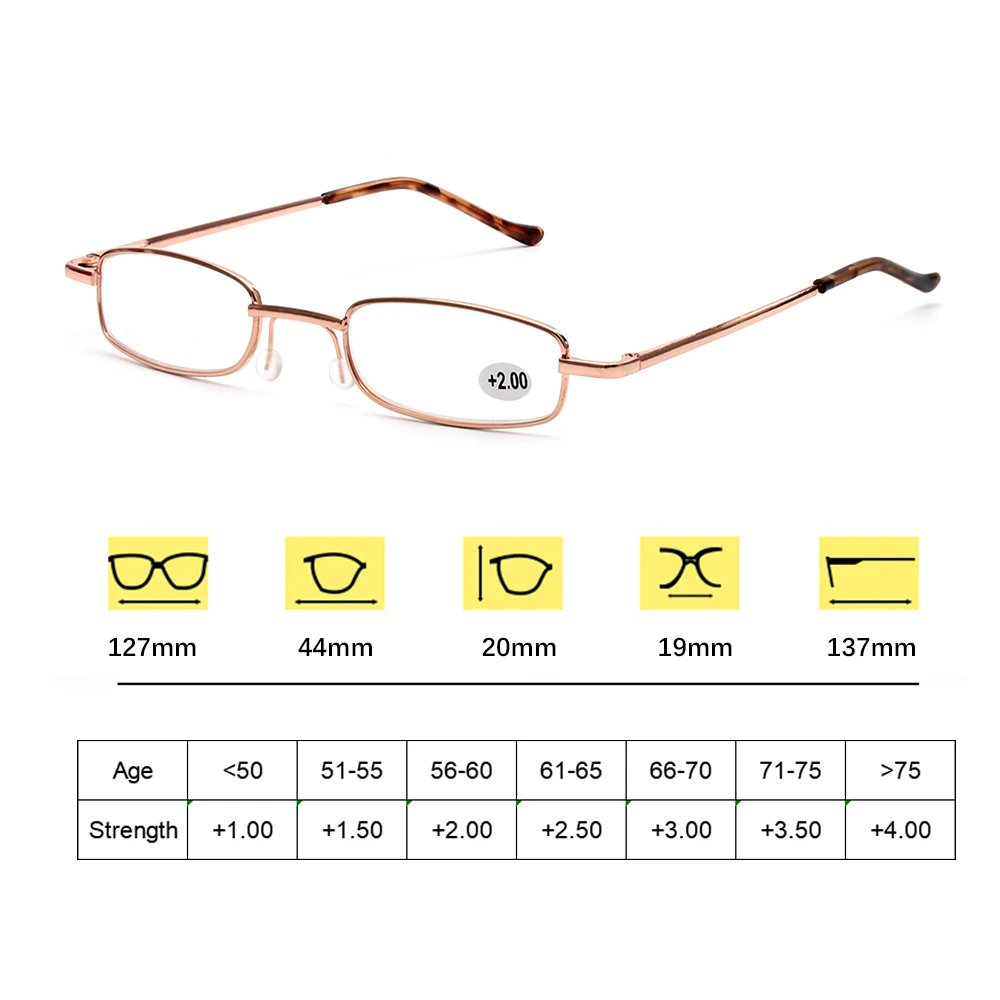 Classic HD Spring Compact Reading Glasses with a slim design, featuring a high-quality metal frame and anti-blue light lenses.