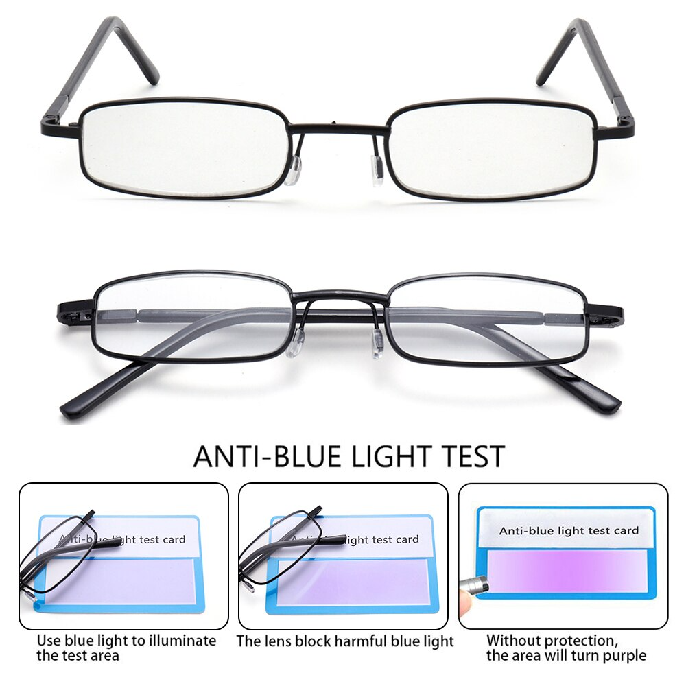 Classic HD Spring Compact Reading Glasses with a slim design, featuring a high-quality metal frame and anti-blue light lenses.