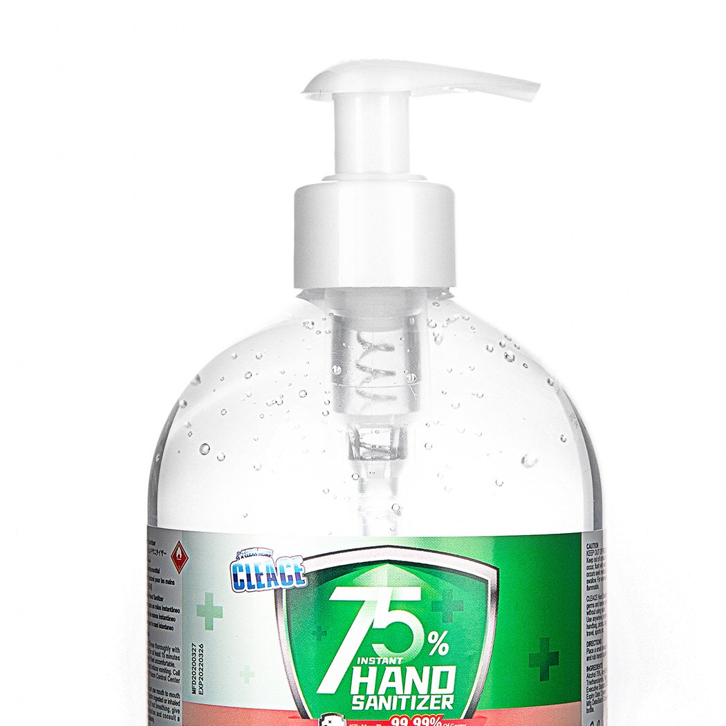 Cleace 20x Hand Sanitiser Gel 500ml bottle with 75% alcohol, designed for effective germ protection and skin hydration.