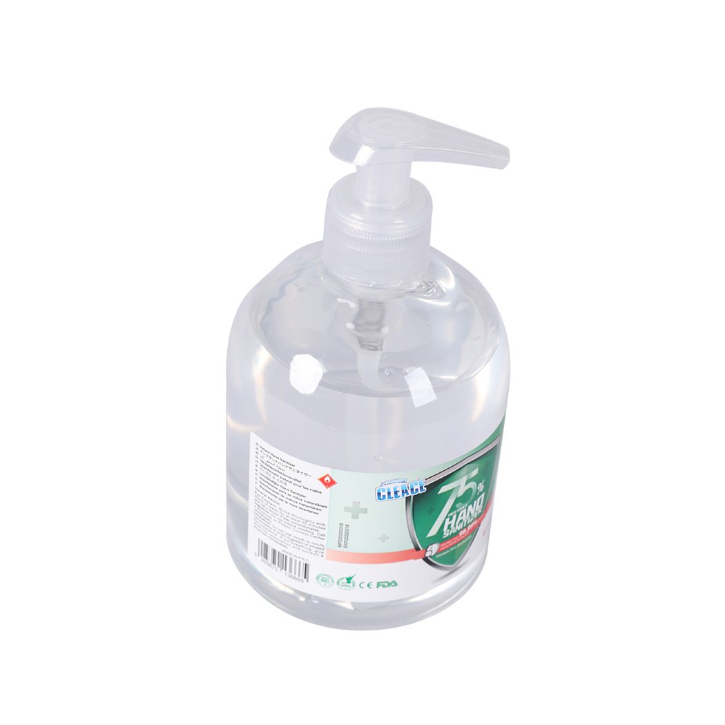 Cleace 8x Hand Sanitiser Instant Gel Wash 500ml bottle with 75% alcohol, designed for effective germ elimination and skin hydration.