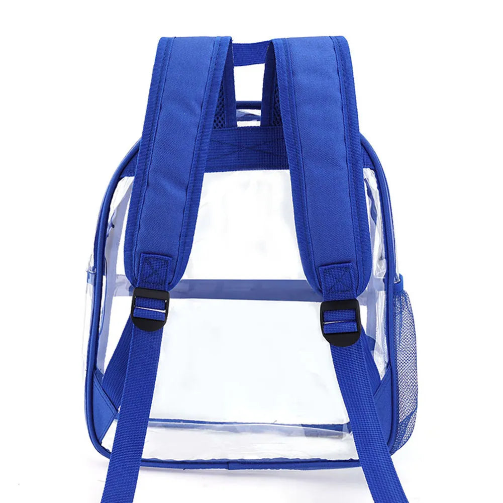 Clear Backpack Stadium Approved Transparent Mini Backpack showcasing its stylish design and multiple pockets for organization.
