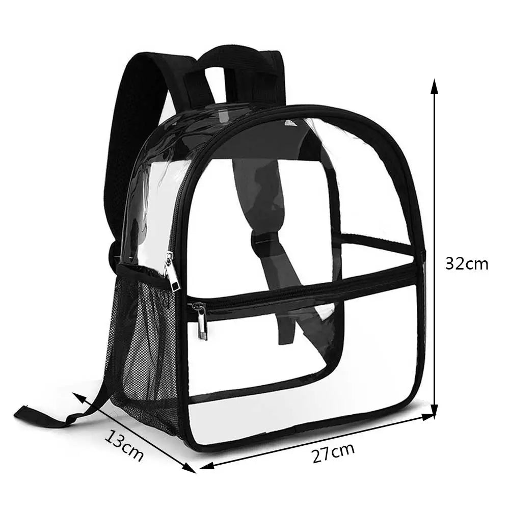 Clear Backpack Stadium Approved Transparent Mini Backpack showcasing its stylish design and multiple pockets for organization.