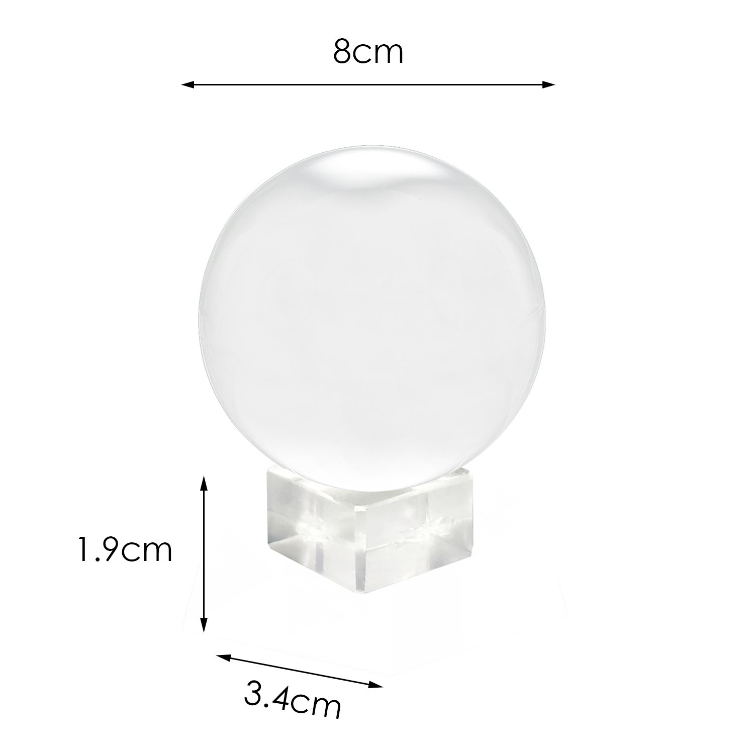 Clear Glass Healing Crystal Ball Sphere on a reflective surface, showcasing its transparent design and perfect for photography props.