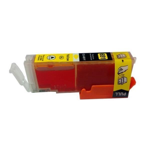 CLI-651XL Yellow Compatible Inkjet Cartridge showcasing vibrant yellow ink and high-quality design.