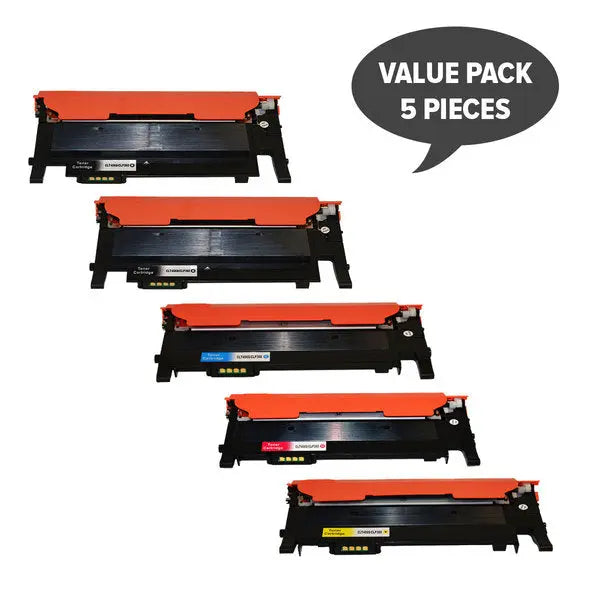CLT-406 Premium Generic Colour Toner Plus Extra Black Set featuring black, cyan, magenta, and yellow toner cartridges in a compact arrangement.