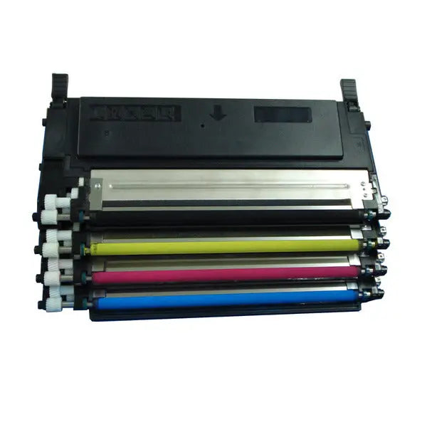 CLT-409 Series Generic Toner Set including black, cyan, magenta, and yellow cartridges for Samsung printers.