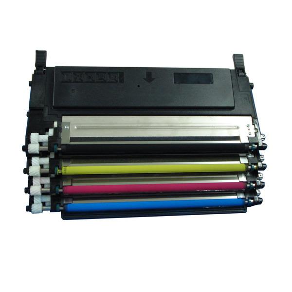 CLT-409 Series Generic Toner Set including black, cyan, magenta, and yellow cartridges for Samsung printers.