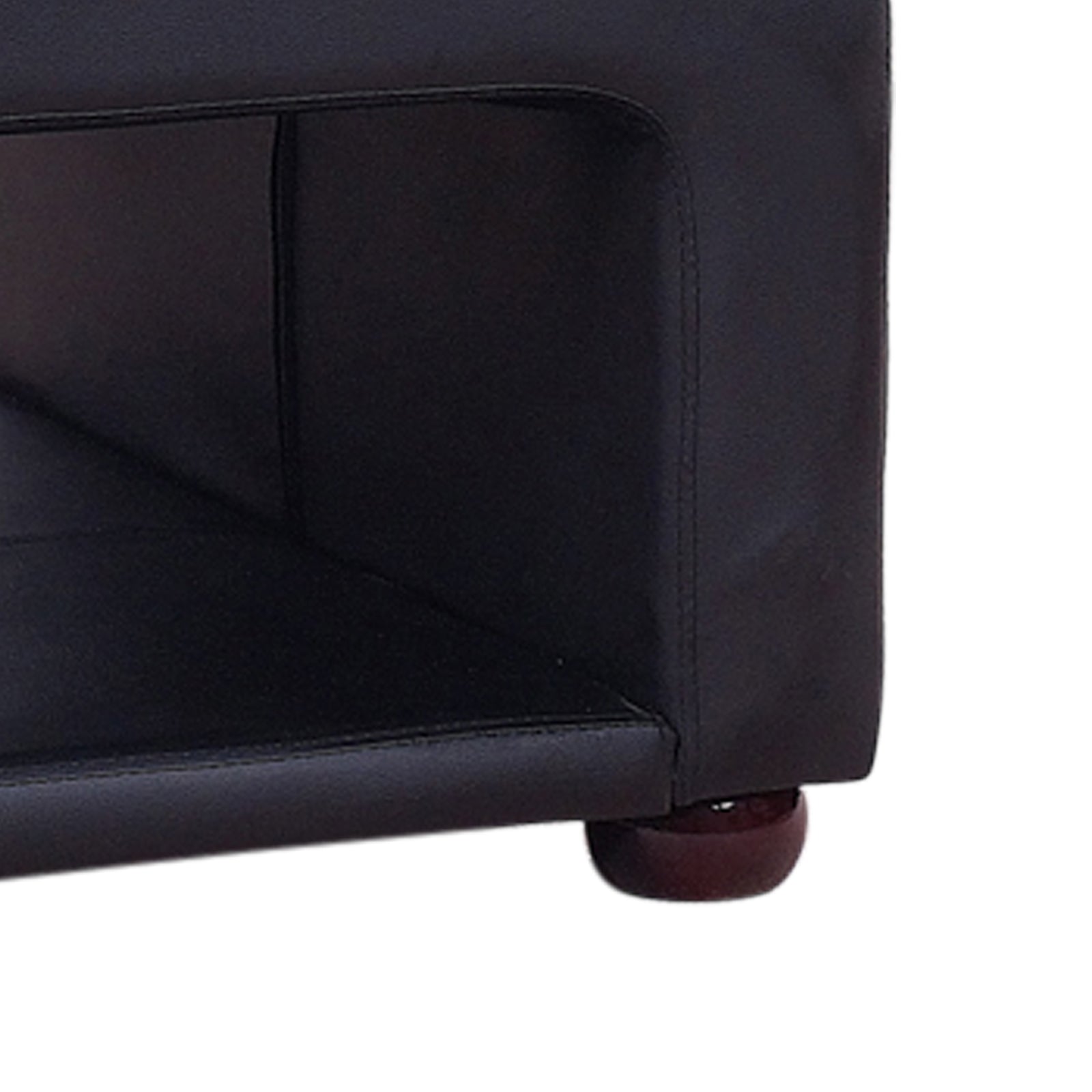 Elegant black PU leather coffee table with open storage, showcasing modern design and sturdy construction.